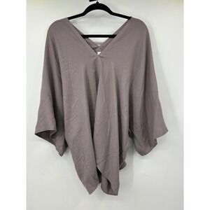 Love Quotes Womens Mauve Taupe V-Neck Dolman Sleeve Oversized Poncho Top